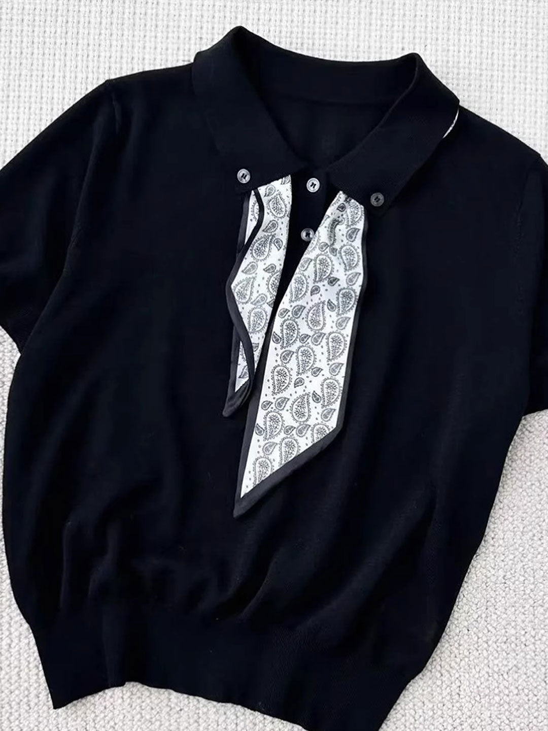 Maria Elegant Polo Collar Knitted Top