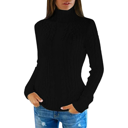 Jersey de cuello alto de punto trenzado suave para mujer | Ideal para otoño/invierno
