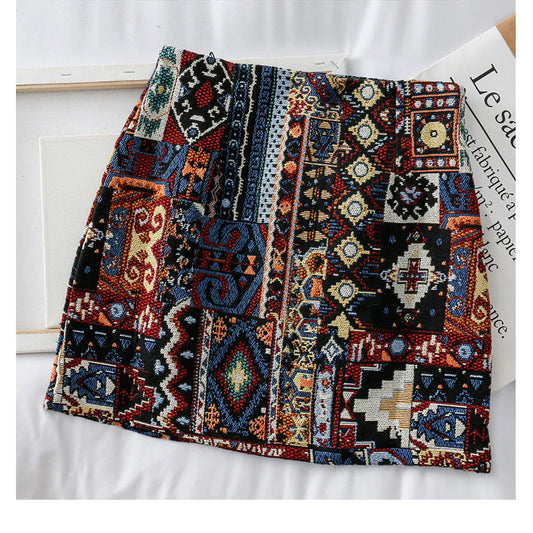 Boho Geometric Pattern A-Line Mini Skirts