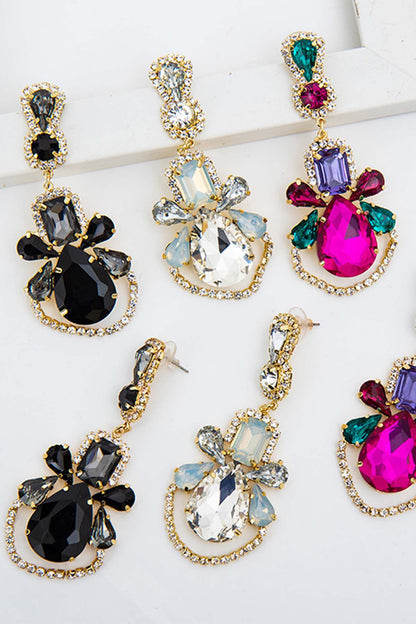 Rhinestone Hollow Drop Earrings