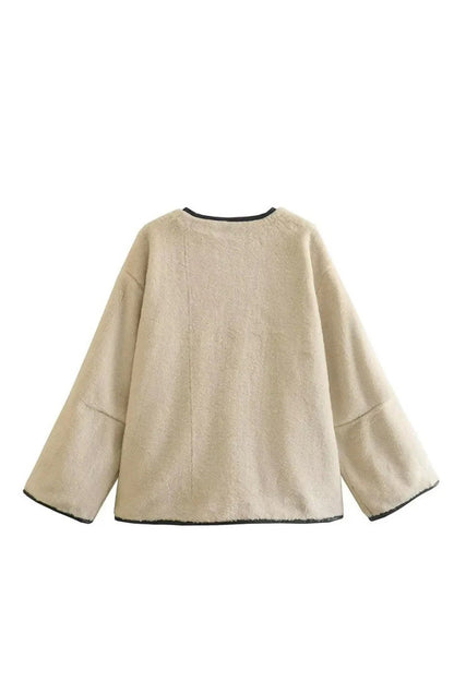 Chaqueta holgada de piel de cordero