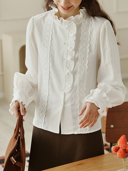 Hannah Retro Lace Auricular Collar Shirt