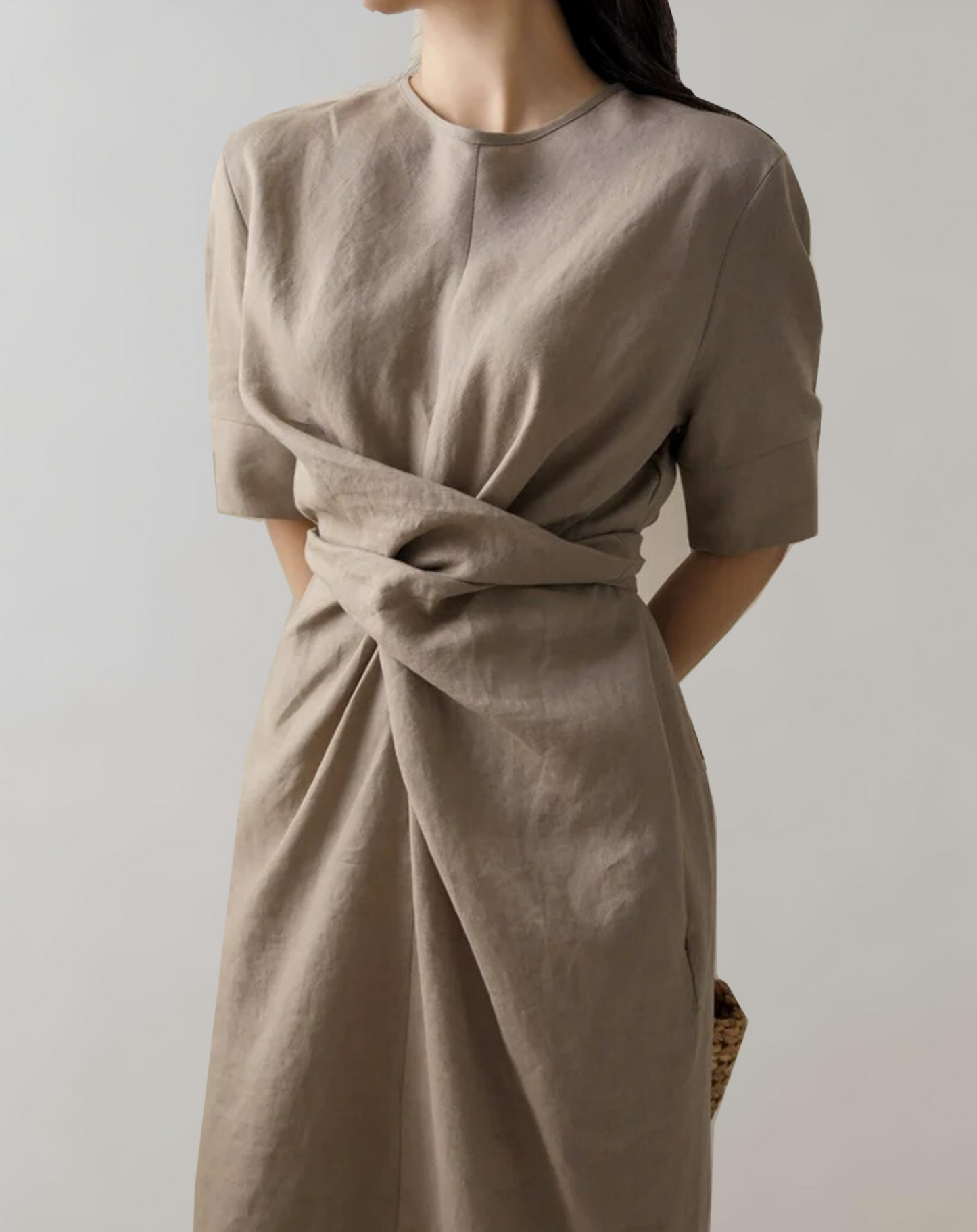 Vestido de mujer con cintura anudada y bolsillos | Ideal para primavera/verano