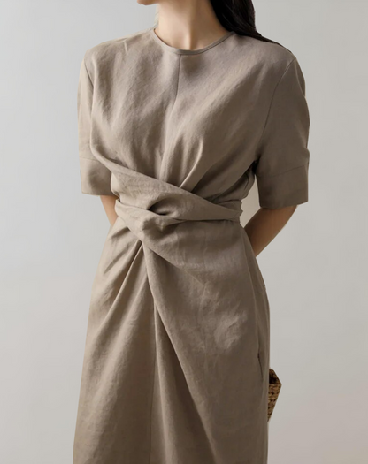Vestido de mujer con cintura anudada y bolsillos | Ideal para primavera/verano