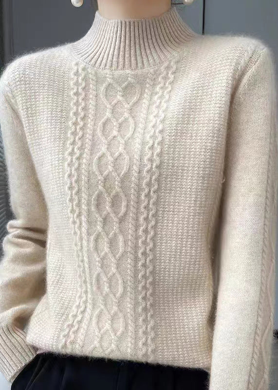 Suéter de punto trenzado con cuello alto para mujer | Ideal para otoño/invierno