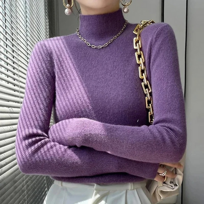 Jersey de cuello alto ajustado y grueso para mujer | Ideal para otoño/invierno