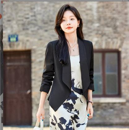 Women's Stylish Solid Colour Open-Front Blazer | For Everyday Wear