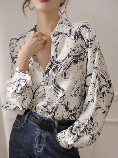 Valeria Classic Lapel Printed Shirt