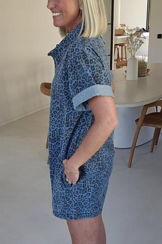 Jini Jeans Playsuit Blue Leo