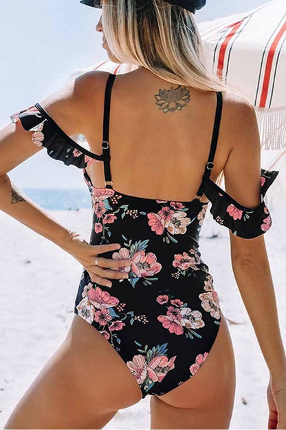 cute One Piece Floral Swimsuit