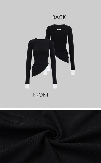 Black Two-Layered Long Sleeve Top
