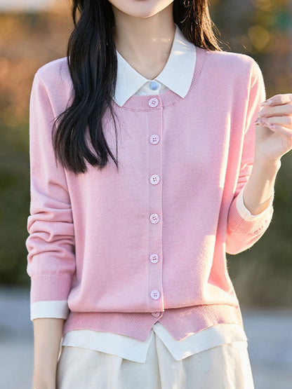 Kylie Classic Polo Mock Two-Piece Knitted Cardigan