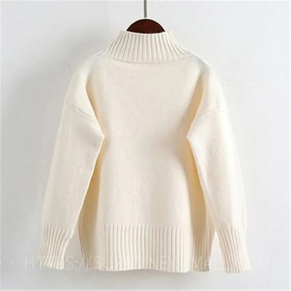 Jersey de cuello alto para mujer con mangas acanaladas | Ideal para otoño/invierno