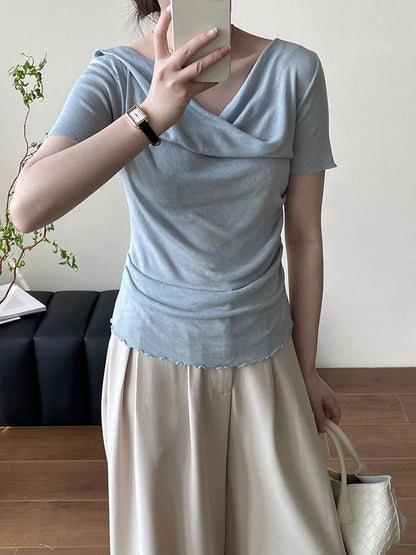 Jocelyn Classic Swing Collar Irregular Auricular Top