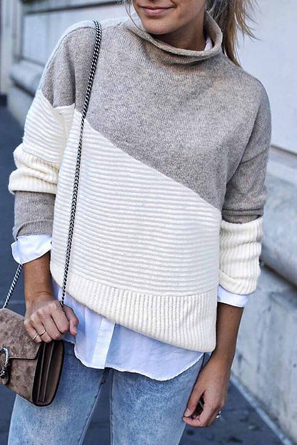 Suéter informal moderno de cachemira para mujer con diseño en contraste | Ideal para otoño/invierno