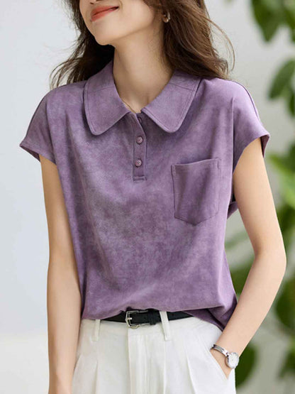 Molly Classic Lapel Solid Color Top