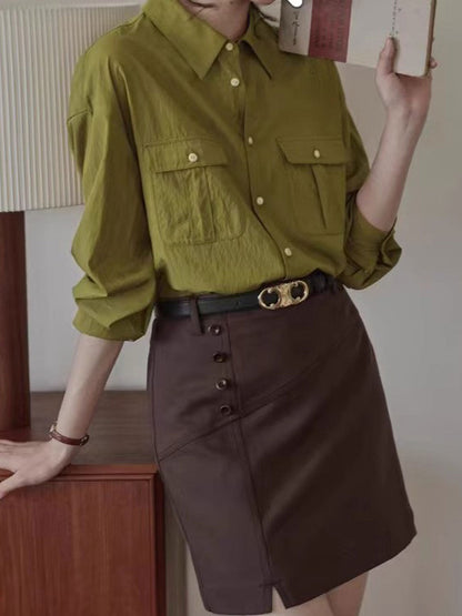 Isabella Vintage Lapel Pleated Shirt