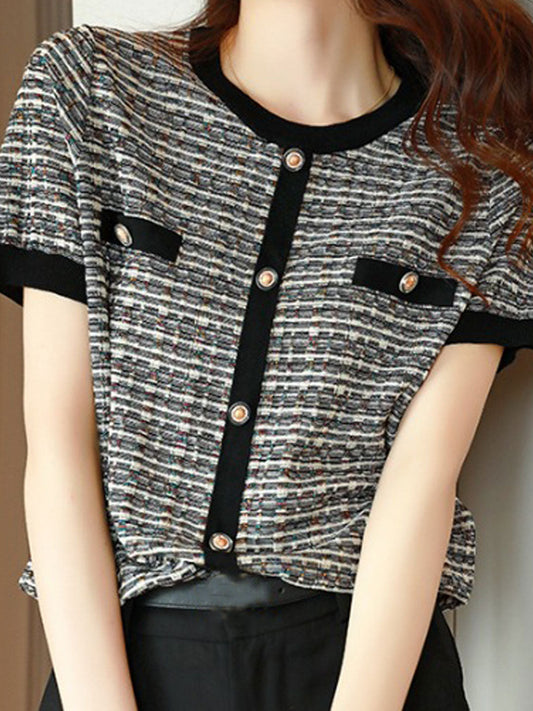 Morgan Loose Crew Neck Striped Knitted Top