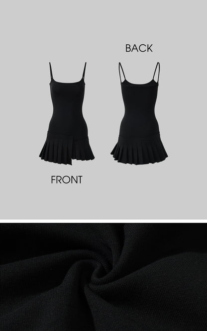 Asym Pleated Rib Knit Mini Dress