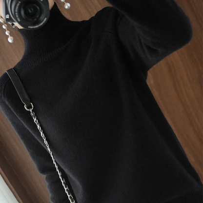 Jersey de cuello alto de punto resistente al viento para mujer | Ideal para otoño/invierno