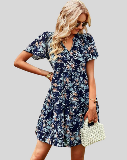 Minivestido floral de mujer con falda en forma de A para eventos de verano