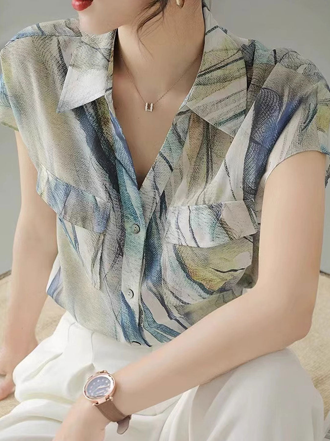 Kaitlyn Loose Lapel Chiffon Shirt