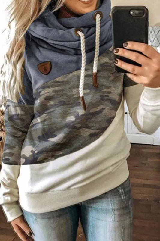 Hooded Loose Splicing Top(4 Colors)