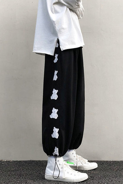 Cute Bear Side Printed Jogging Sweatpants