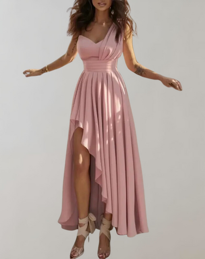 Elegante vestido de cóctel para mujer con abertura y pliegues | Ideal para primavera/verano