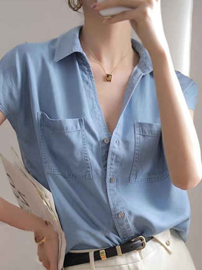 Mariah Vintage Lapel Denim Shirt