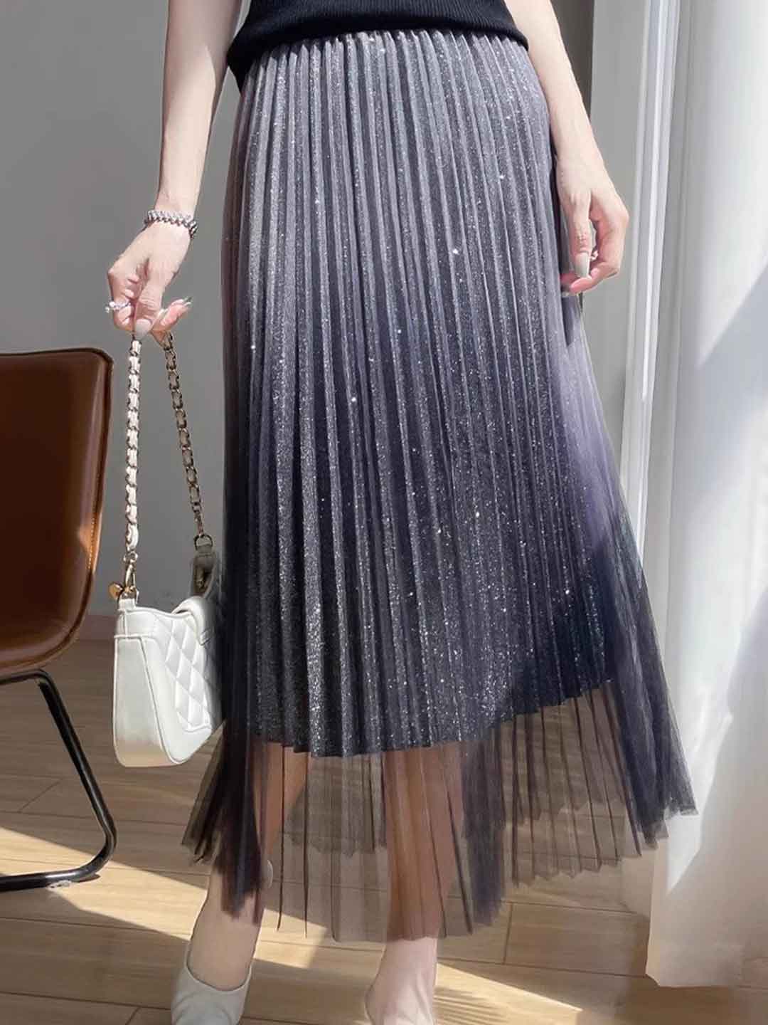 Jessica Elegant A-line Gradient Mesh Skirt