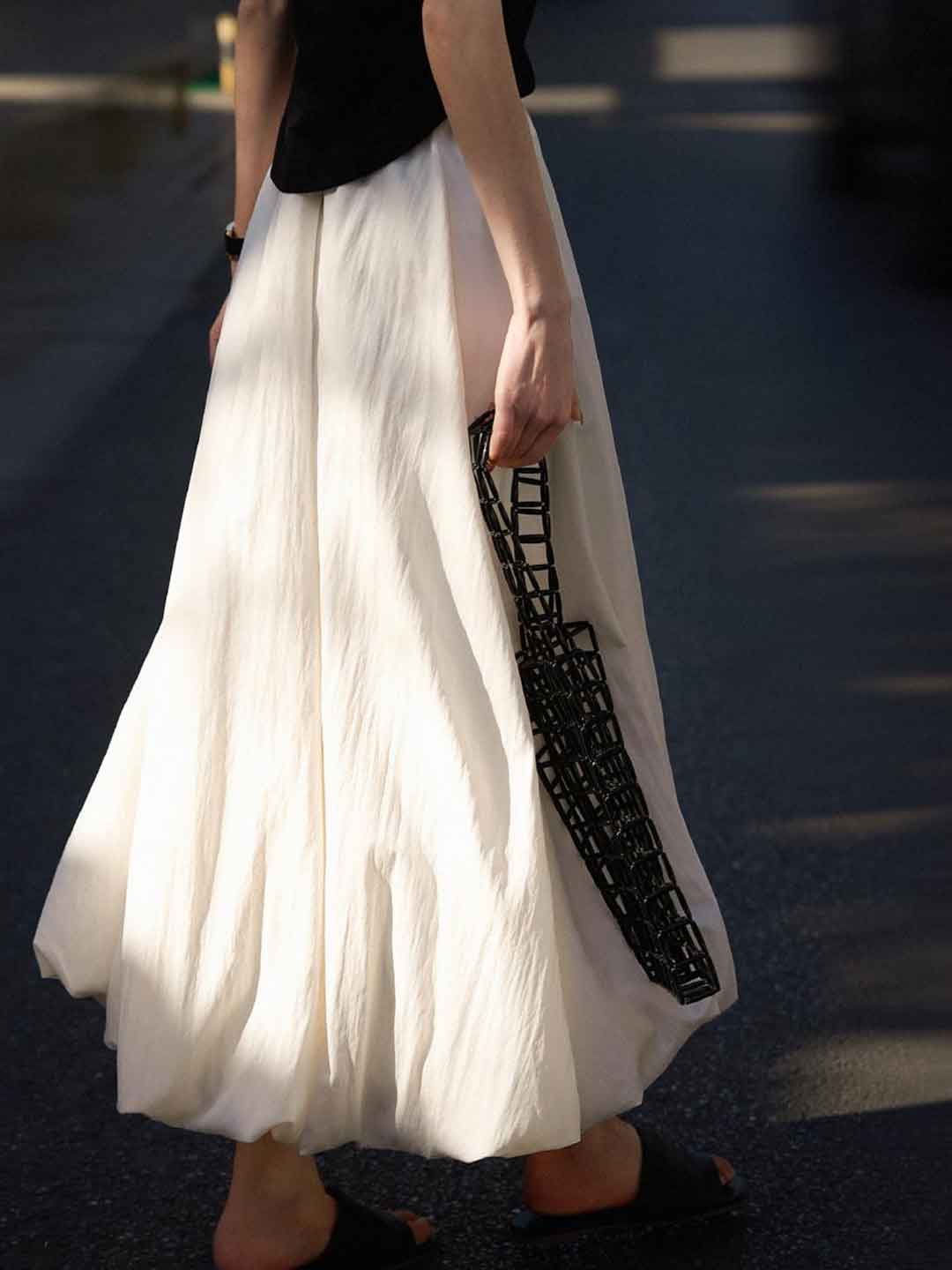 Morgan Chic Solid Color Lantern Bud Skirt