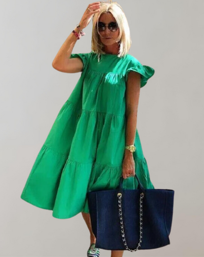 Vestido largo informal con volantes y sin mangas para mujer | Ideal para primavera/verano