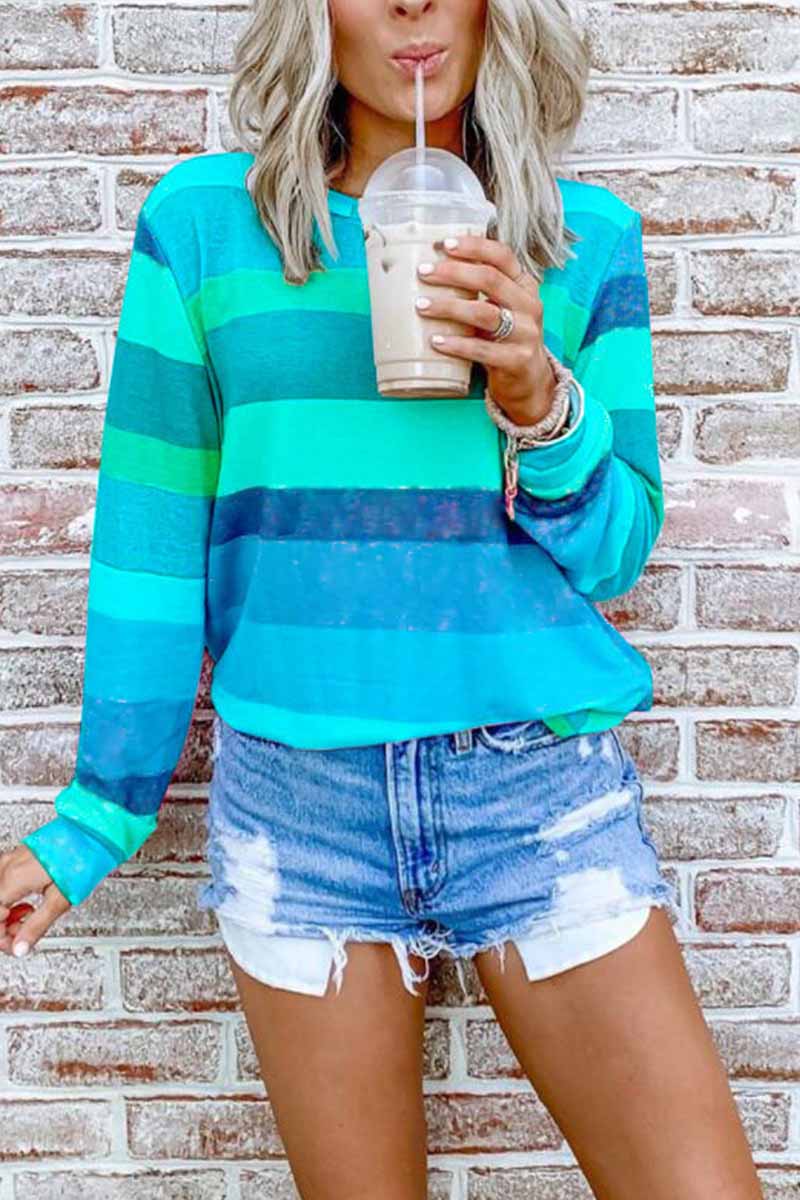 Rainbow Striped Multicolor Thin Tops(5 Colors)