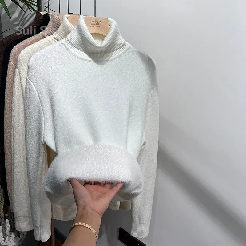 Jersey de cuello alto de polar suave para mujer | Ideal para otoño/invierno