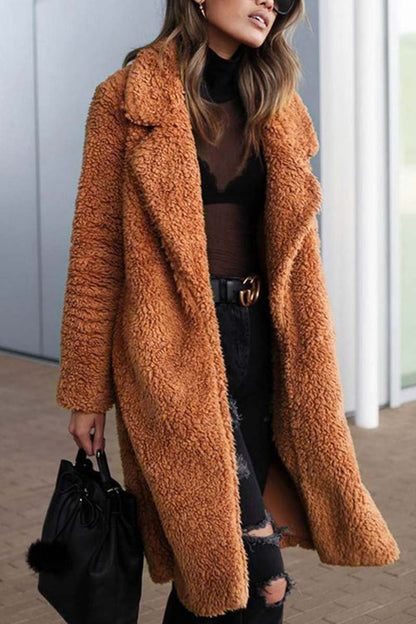 Lapel Cardigan Long Winter Coat(3 Colors)