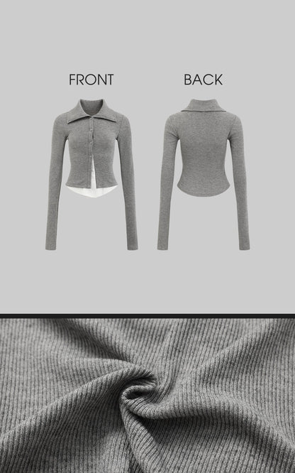 High Neck Layered Effect Long-Sleeve Top
