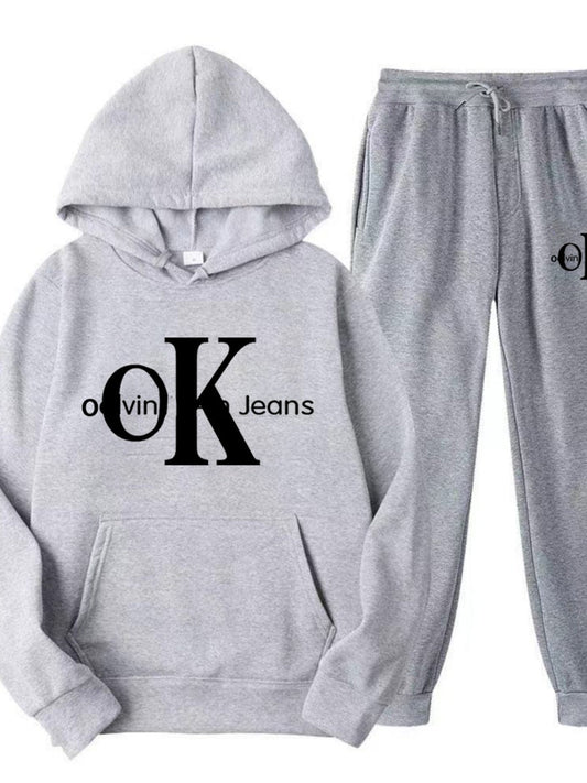 Sports Printed Hoodies Sweatpants 2-piece Sets