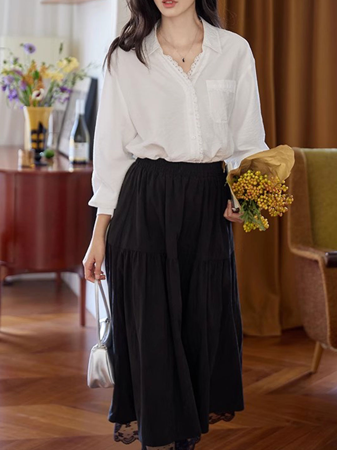 Layla Daily Lapel Lace Shirt