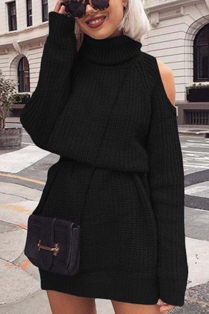 High Collar Dew Shoulder Sweater