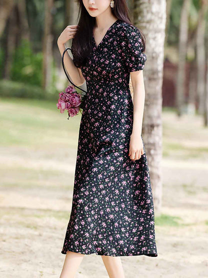 Jasmine Elegant V-neck Floral Printed Dress