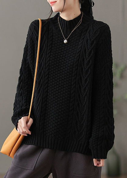 Jersey holgado de punto trenzado con cuello alto para mujer | Ideal para otoño/invierno