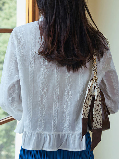 Madeline Elegant Lapel Embroidered Top