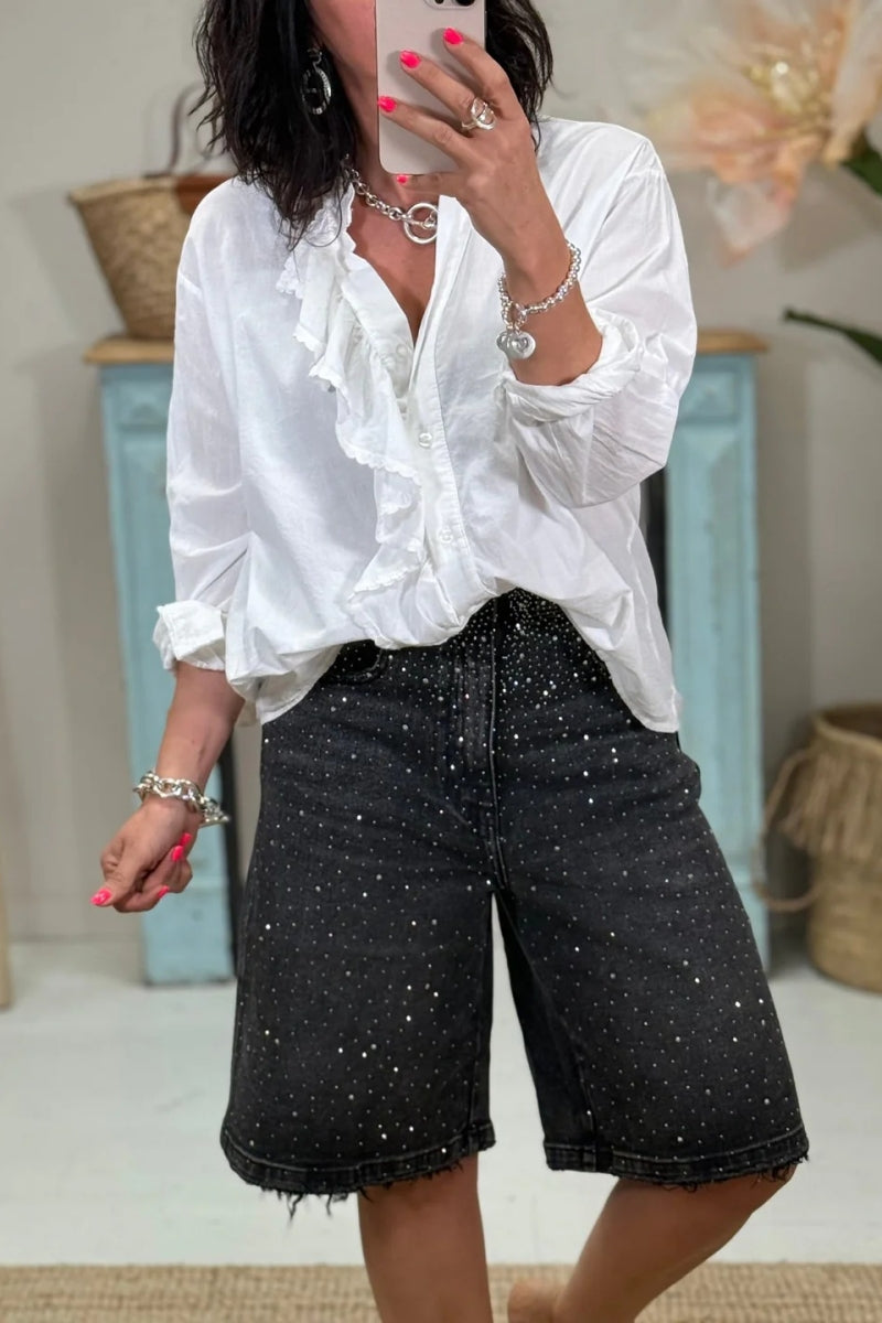 Bermudas con diamantes de imitación