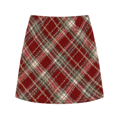 Classic Woolen Plaid Mini Skirts