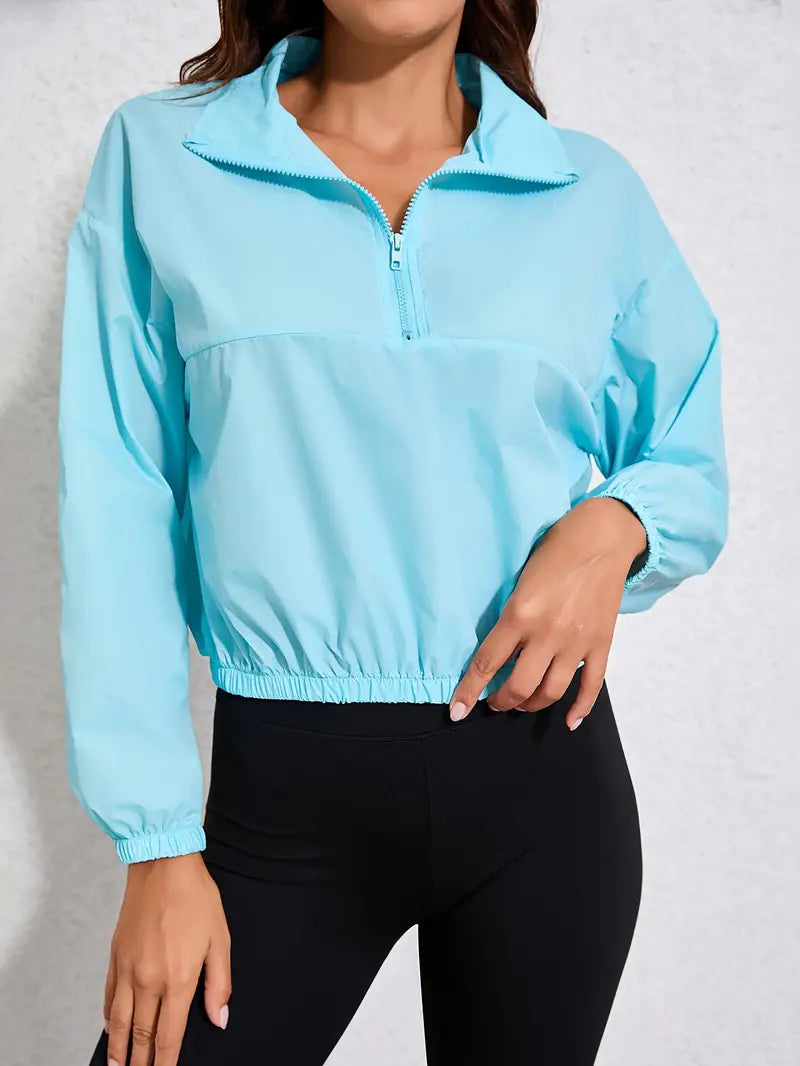 Chaqueta cortavientos informal azul con cremallera | Ideal para actividades al aire libre