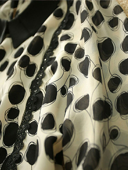 Sophia Elegant Lace Ruffle Patchwork Printed Blouse