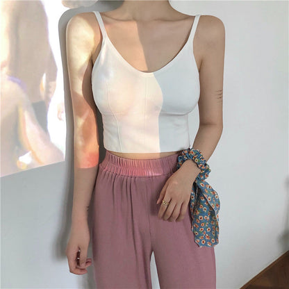 Sexy Chest Pad Stretchy Backless Crop Top