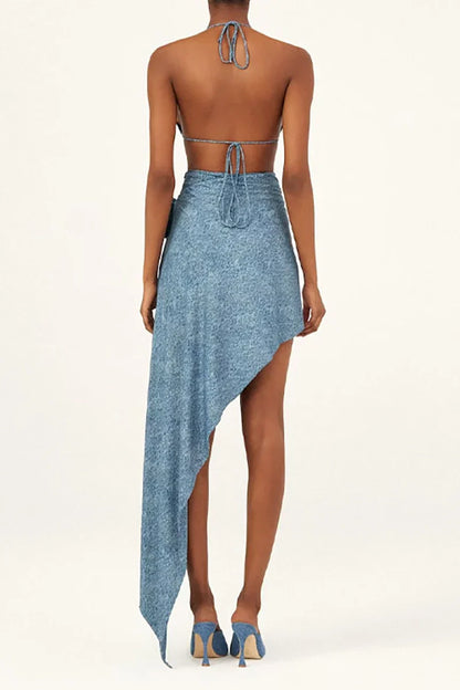 3D Floral Halter Sexy Bikini Set