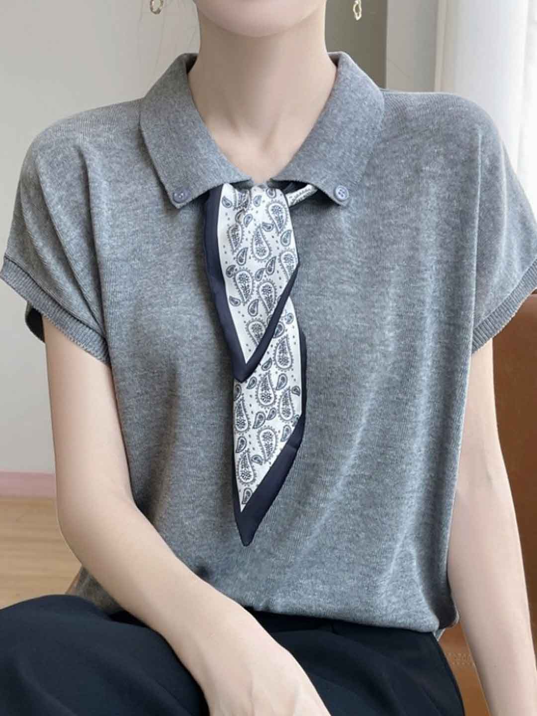 Maria Elegant Polo Collar Knitted Top